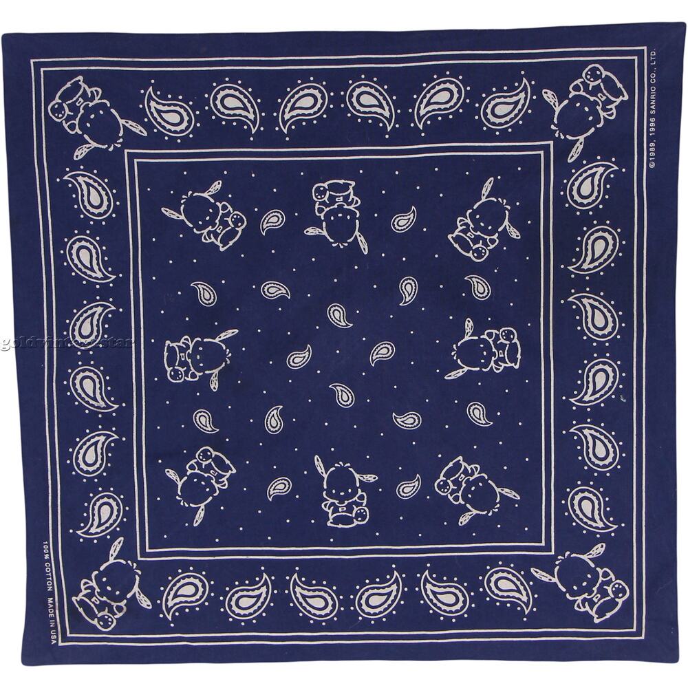 80s Vintage Pochacco Sanrio Paisley Hankie Handkerchief
